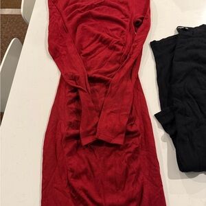 Express Vibrant Red Long Sleeve Dress